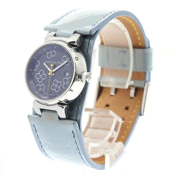 LOUIS VUITTON Tambour Q121B purple Dial Quartz Ladies Watch - Picture 1 of 11